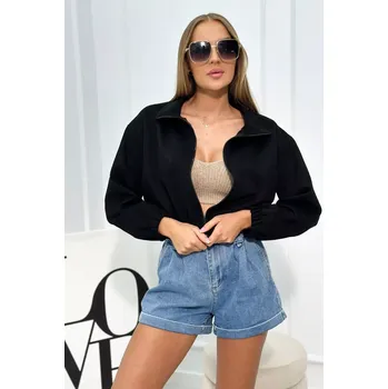 Dámská mikina Semišová mikina na zip Černý UNI