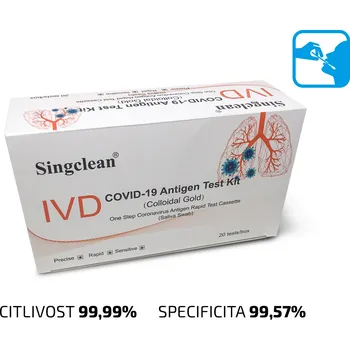 Diagnostický test Singclean® 20x Antigenní testovací sada na COVID-19 ze slin (metoda koloidního zlata) - 52,9 Kč/ks