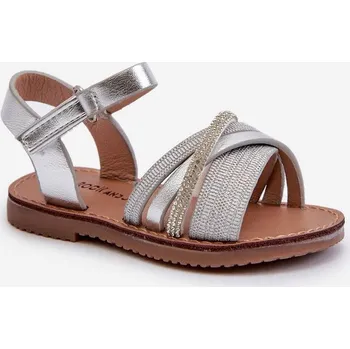 Sada pánského spodního prádla Lesklé Dětské Sandálky Na Suchý Zip Stříbrné Delphina 25