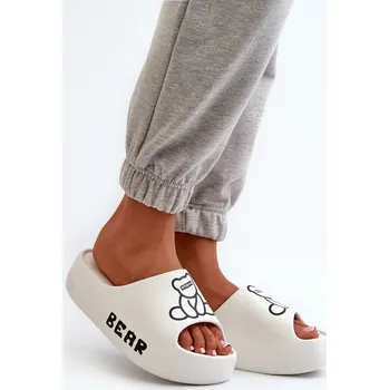 Dámské žabky Dámské pěnové žabky na masivní podrážce s medvídkem bílé Lamira 36/37