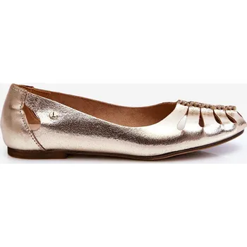 Dámské baleríny Zazoo 10009 Pohodlné Dámské Kožené Baletky Zlaté 37