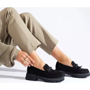 Dámské mokasíny Pohodlné mokasíny dámské černé bez podpatku 36