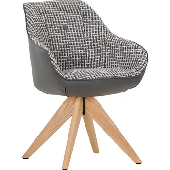 Jídelní židle Šedobílé otočné křesílko Shannon 60 x 83 x 65 100 % polyester, masiv dub