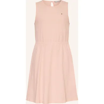 Dámské šaty Tommy Hilfiger Dívčí Žerzejové Šaty Se Lnem, světle červená, 140