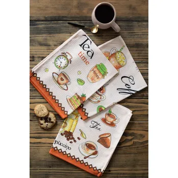 Utěrka Wooline Vaflové utěrky s motivem Kávy, 50 x 60 cm