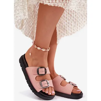 Dámské žabky Dámské Pantofle S Přezkami Na Platformě Růžové Elamas 41