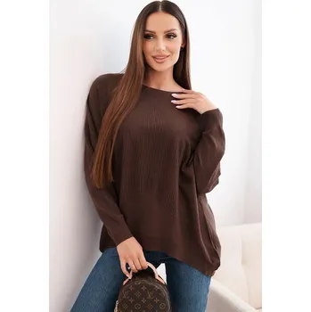 Dámský svetr Dámský svetr s delším zadním dílem a raženou hvězdou hnědý UNI