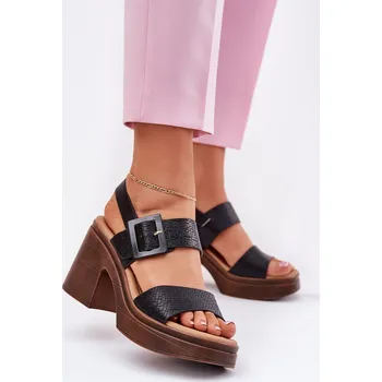 Dámské sandále Dámské sandály na masivním podpatku a platformě Černé Vinceza 17387 36