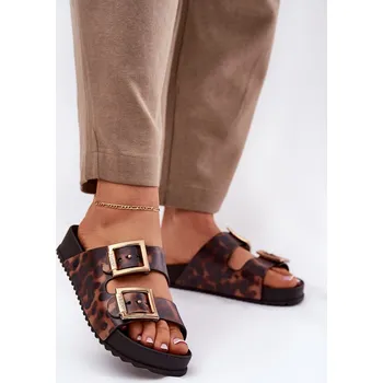 Dámské žabky Voňavé Dámské Pantofle S Přezkami Leopardí Hnědé ZAXY RR285059 37