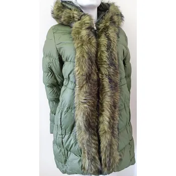 Dámská zimní bunda s kožešinou W749 zelená - Goodlooking XXL