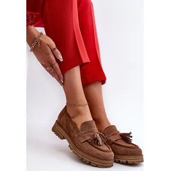 Dámské mokasíny Zazoo 3469 Semišové Dámské Mokasíny S Živůtky Hnědé 37