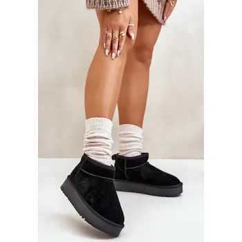 Dívčí obuv Dámské semišové sněhule na platformě černé Nereviana 39