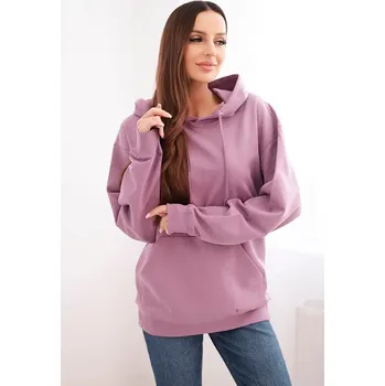 Dámská mikina Dámská mikina s kapucí a klokaní kapsou z pletací bavlny tmavě růžová L