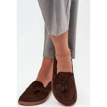 Dámské mokasíny Kožené semišové mokasiny typu barefoot Zazoo 322 čokoládové 37