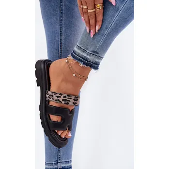 Dámské sandále Kožené Dámské Sandály S Páskem Leopard Vinceza 66769 Černé 40