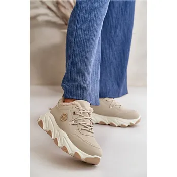 Dámské tenisky Zateplené Dámské Sportovní Boty Na Šněrování Na Platformě Béžové Bialoa 39