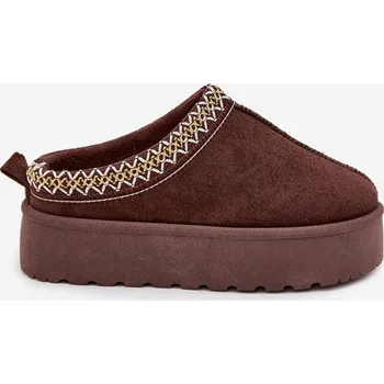 Dívčí sněhule Dětské mládežnické sněhule s výšivkou na platformě čokoládové Jolisse 32