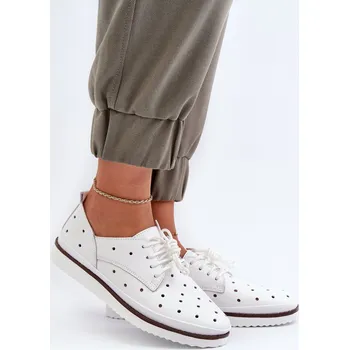 Dámské polobotky Bílé dámské kožené polobotky S.Barski LR182 38