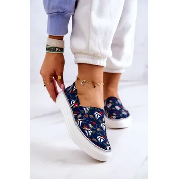 Dámské tenisky Dámské tenisky nazouvací Memory Foam Big Star JJ276016 Námořnická modrá 39