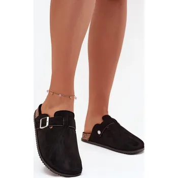 Dámské žabky Dámské Pantofle Na Korkové Platformě Stříbrná Spona Big Star SS274736 Černé 40