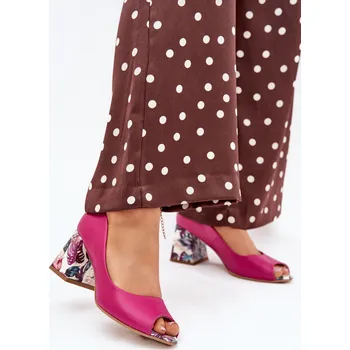 Dámské lodičky Kožené lodičky se zdobeným podpatkem Fuchsie Lewski Shoes 2608/K 42