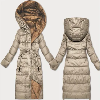 Béžovo hnědá oboustranná zimní bunda s páskem Minority (M2-6519-62+301) odstíny hnědé XL (42)