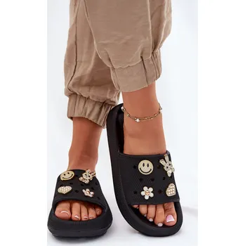 Dámské sandále Dámské Pěnové Sandály S Připínáčky Černé Vinceza 76055 35/36