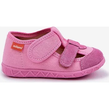 Pantofle Milami Dětské Na Suchý Zip Růžové Reathiana 23