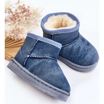 Dívčí sněhule Dětské sněhule s brokátem Modré Sulinne 25