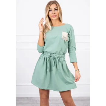 Dámské šaty Šaty s flitrovou kapsou tmavě mátové UNI