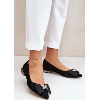 Dámské baleríny Elegantní Semišové Baleríny Dámské S Mašlí Laura Messi 2893 Černé 38