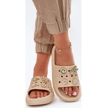 Dámské žabky Dámské Pěnové Pantofle S Příšivkami Béžové Vinceza 76055 39/40
