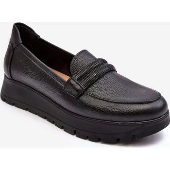 Dámské polobotky Kožené polobotky s platformou se zdobením černé Lemar Lehira 37