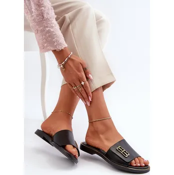 Dámské žabky Zazoo 40384 Elegantní Dámské Kožené Černé Žabky 37