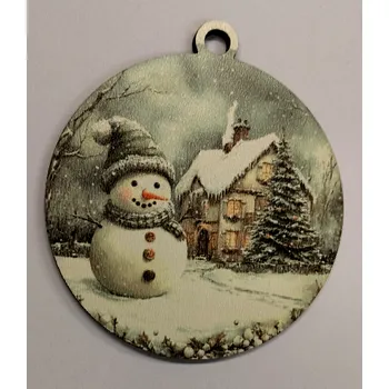 Vánoční dekorace Vánoční výřez baňka - vánoční obrázek - Sněhulák č.4