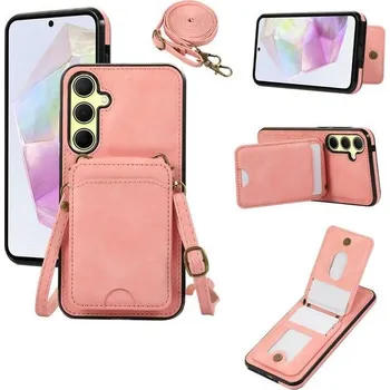 Pouzdro na mobilní telefon OEM Crossbody obal pro Samsung Galaxy A26 5G / A17 růžový