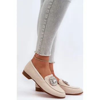 Dámské mokasíny Dámské mokasíny na ploché podrážce s přezkou béžové D&A MR38-676 38