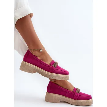 Dámské mokasíny Zazoo 3429/W Dámské semišové mokasíny s ozdobou Fuksie 40