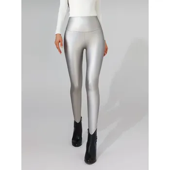 Dámské oblečení Dámské zimní legíny s vysokým pasem Barva: Stříbrná, Velikostní tabulka: XL