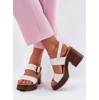 Dámské sandále Dámské sandály na masivním podpatku a platformě Bílé Vinceza 17387 39