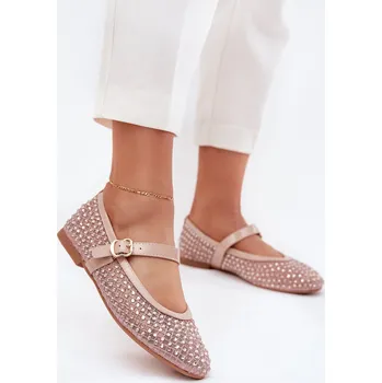 Dámské baleríny Zdobené Dámské Baletky S Páskem A Přezkou Béžové Avirae 38
