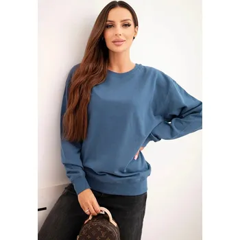 Dámská mikina Dámská mikina z bavlny s kulatým výstřihem basic modrá M