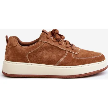 Pánské oblečení Pánské sneakersy na platformě z broušené kůže Big Star OO174014 hnědé 42