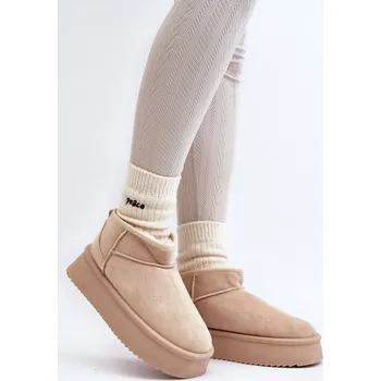 Dívčí obuv Dámské Sněhule Na Hrubé Podrážce Beige Caliksa 40