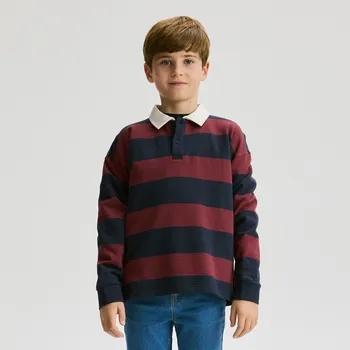 Chlapecká mikina Reserved - Pruhované polo s dlouhými rukávy - tmavomodrá - 536HG-59X - 536HG-59X-128