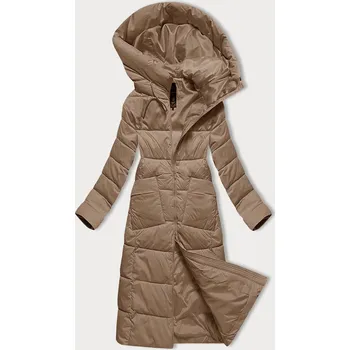 Tmavě béžová dámská prošívaná dlouhá zimní bunda Libland (7767) odstíny béžové M (38)