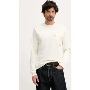 Pánské tričko Tričko s dlouhým rukávem Barbour béžová barva, MTS1542 01X, vel. M