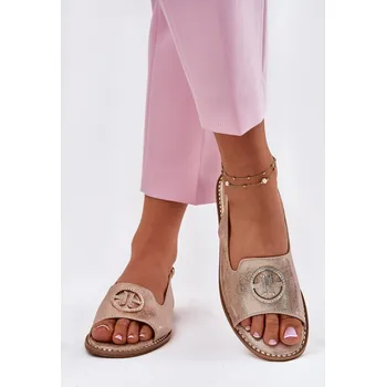 Dámská obuv Dámské Sandály Na Plném Podpatku S Ozdobou S.Barski KV51-002 Růžové Zlato 38