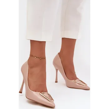 Dámské lodičky Lakované lodičky se zlatým detailem béžové Paivelle 41