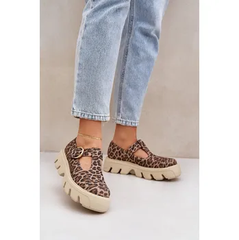 Dámské polobotky Semišové Polobotky S Přezkou V Panteře Zazoo 20183 Hnědé 41